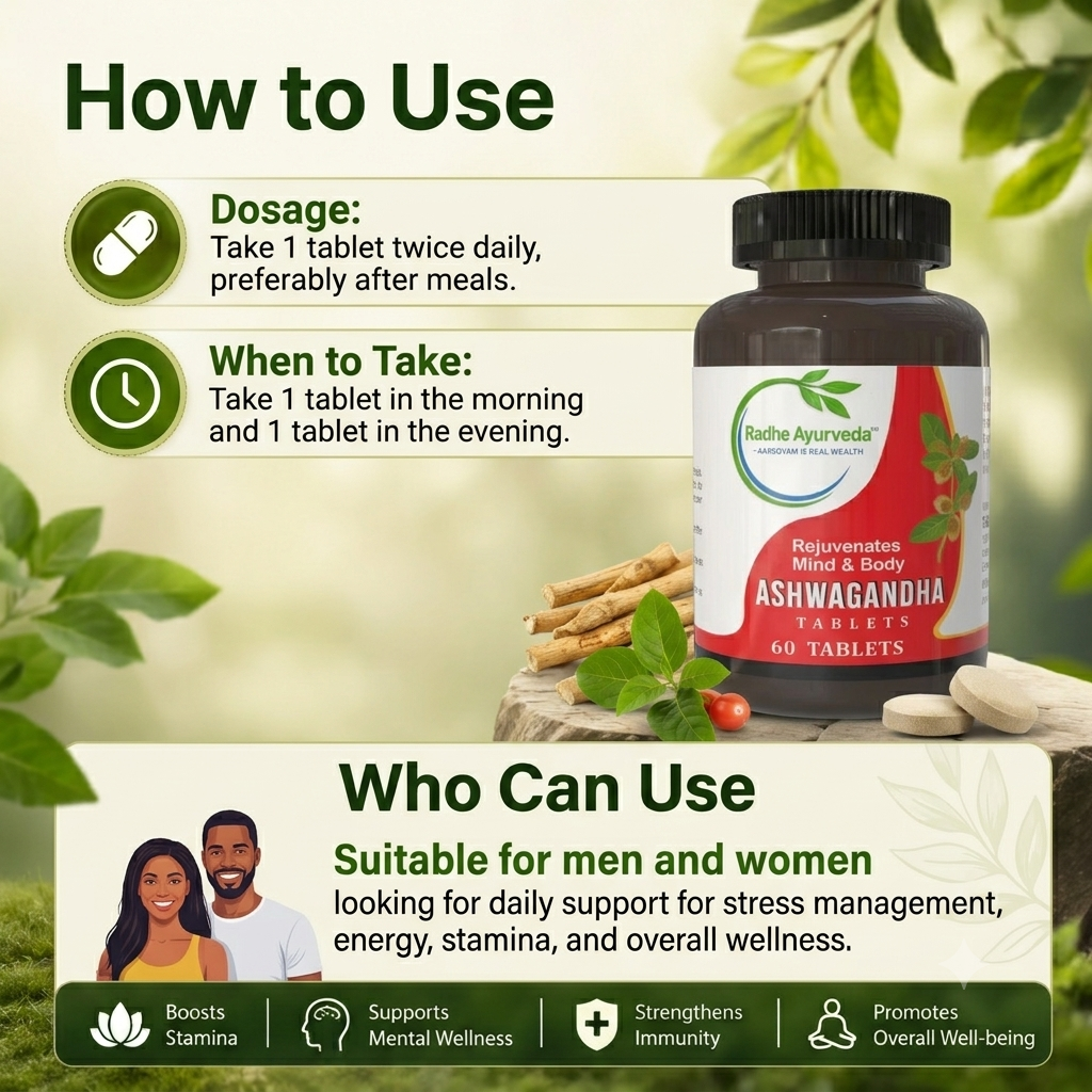 Ashwagandha Tablets — Rejuvenates Mind & Body
