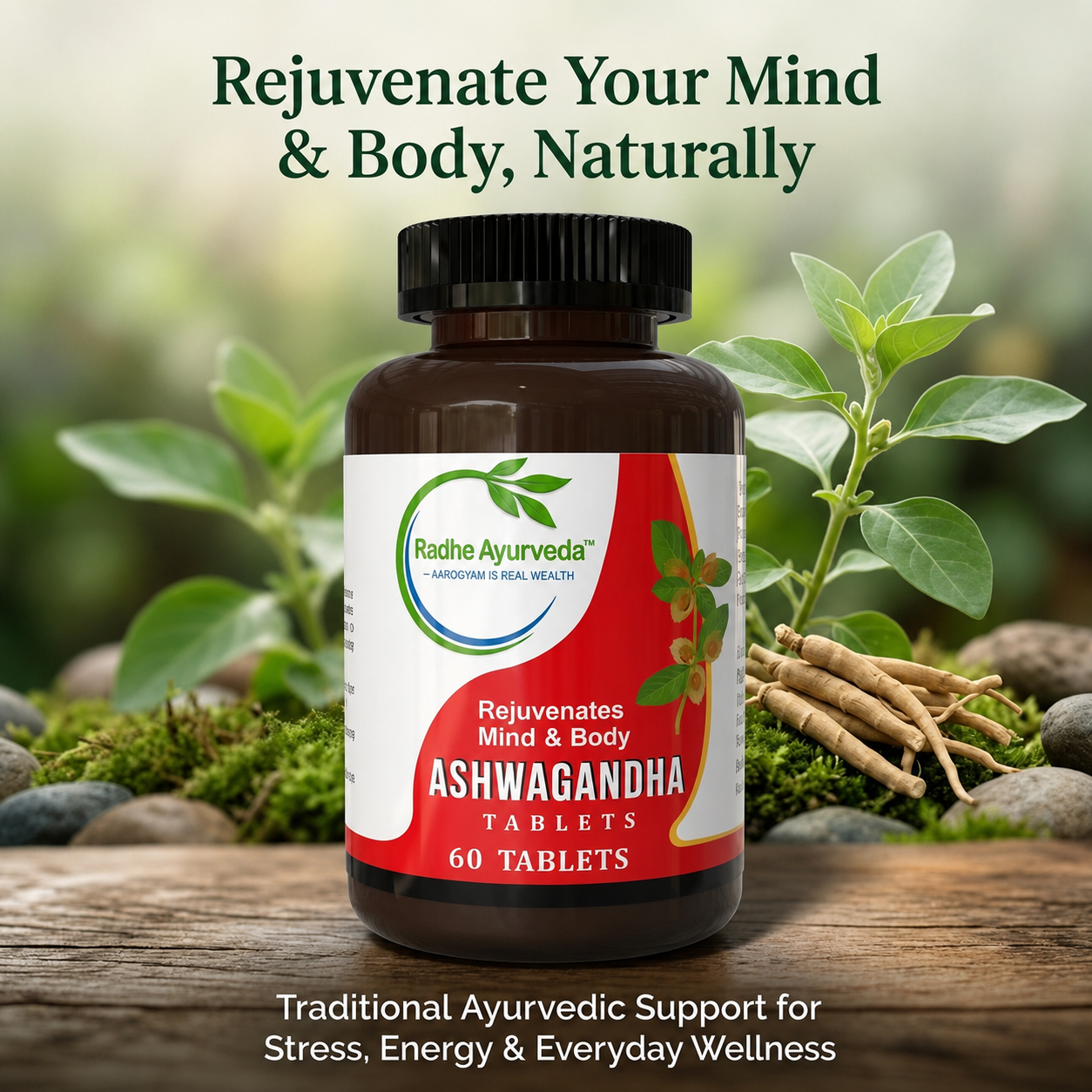 Ashwagandha Tablets — Rejuvenates Mind & Body