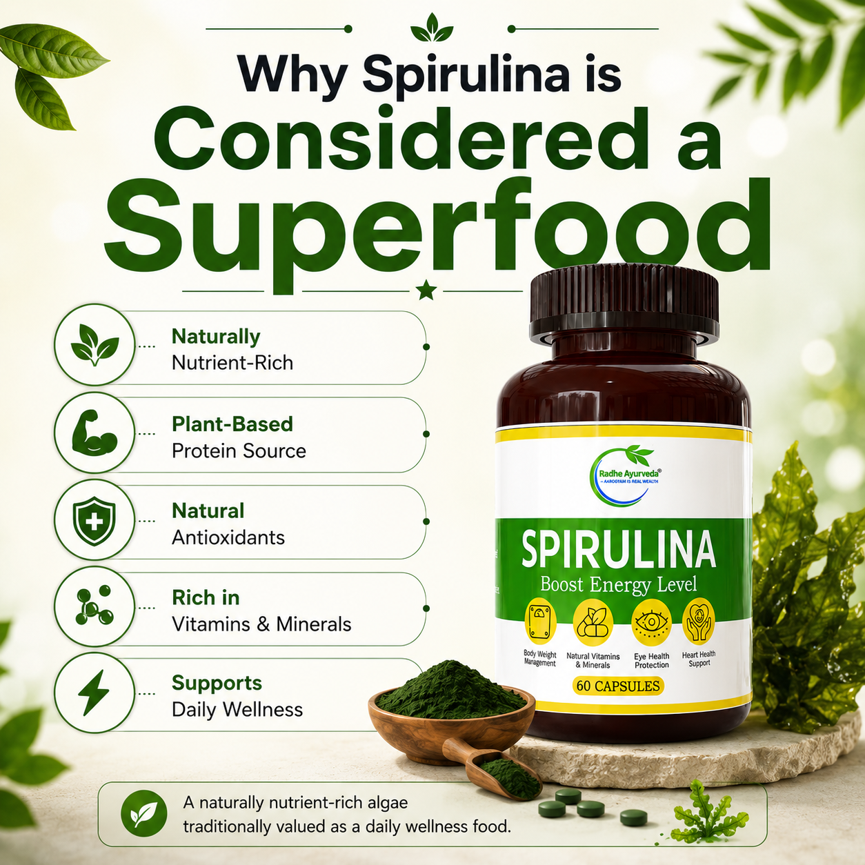 Spirulina — Boosts Energy Level Naturally
